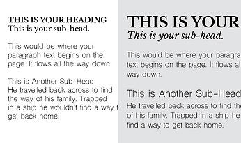 website font mistake: same size fonts