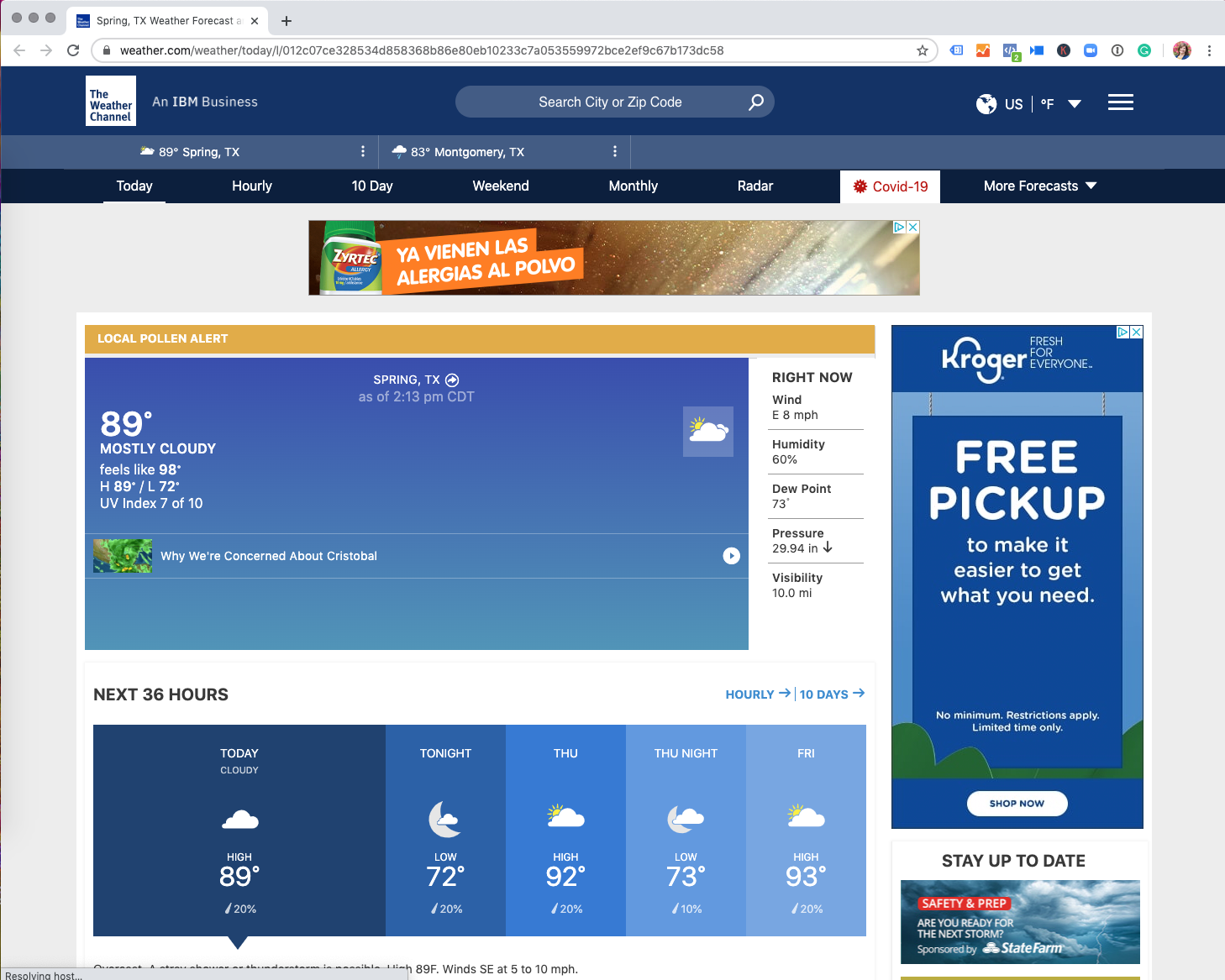 responsive website design - weather example